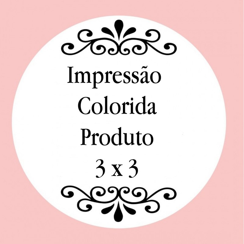 Personalização com impressão digital com texto colorido, foto ou logotipo medindo 3 x 3 cm