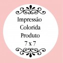 Personalização com impressão digital com texto colorido, foto ou logotipo medindo 7 x 7 cm