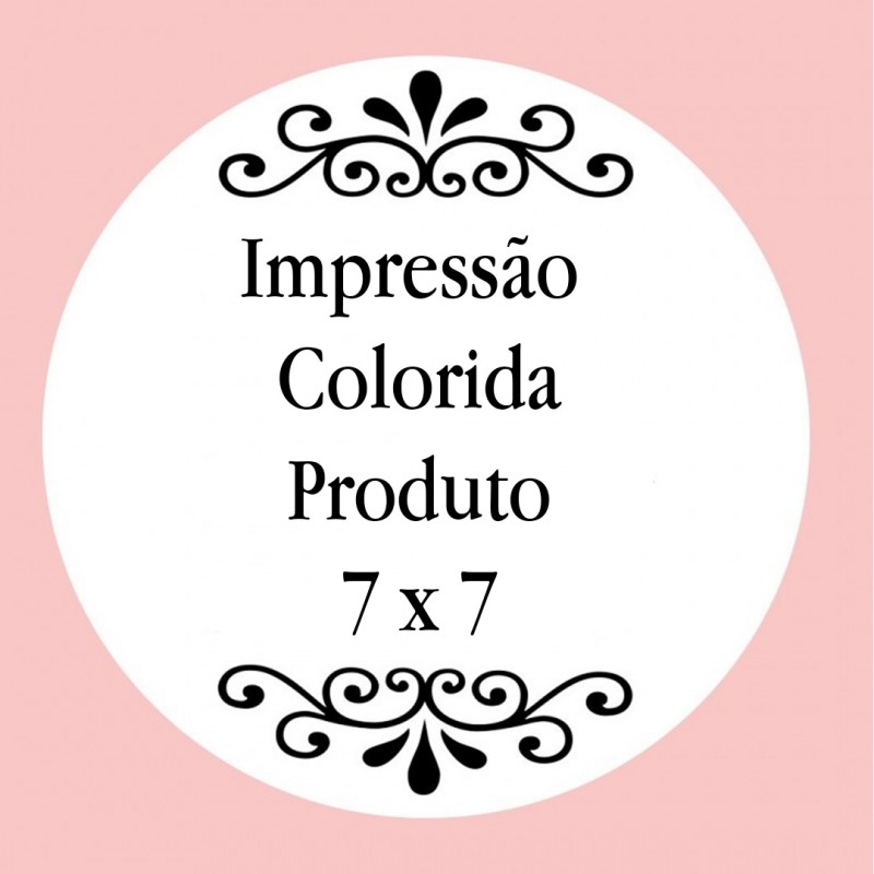 Personalização com impressão digital com texto colorido, foto ou logotipo medindo 7 x 7 cm