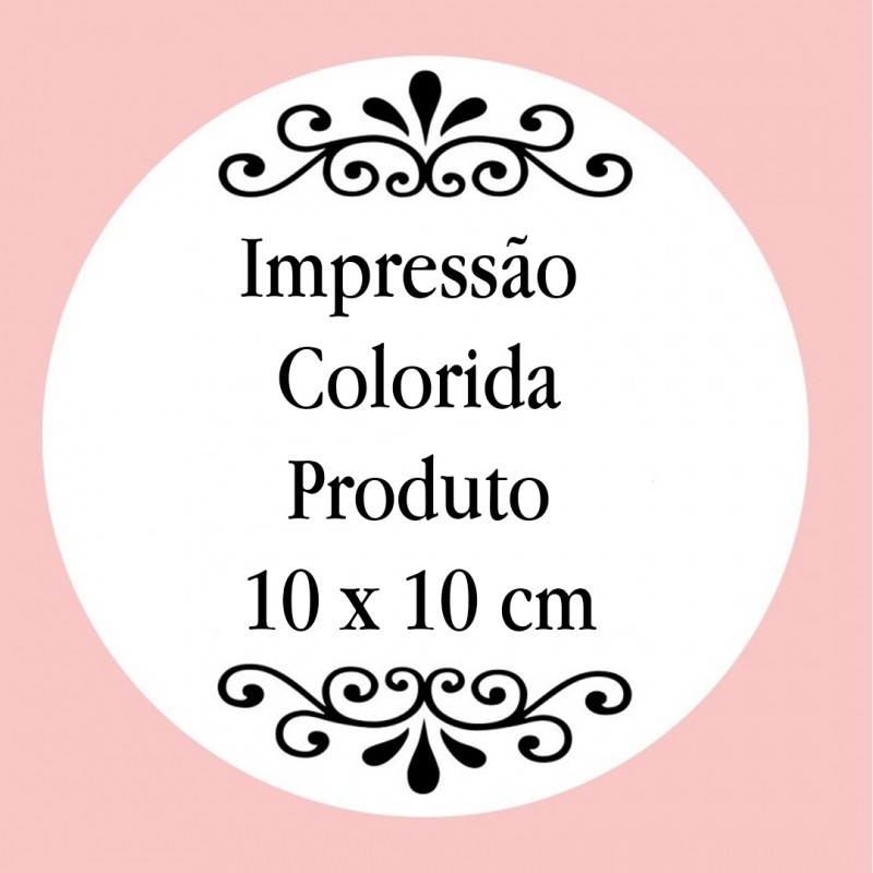 Personalização com impressão digital com texto colorido, foto ou logotipo medindo 10 x 10 cm