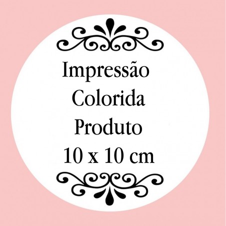 Personalização com impressão digital com texto colorido, foto ou logotipo medindo 10 x 10 cm