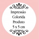 Personalização com impressão digital com texto colorido, foto ou logotipo medindo 5 x 5 cm