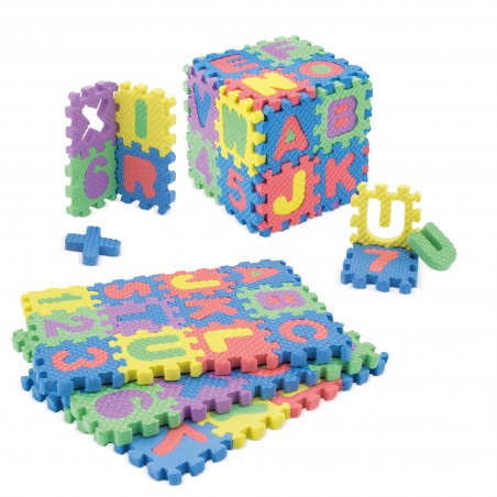 Quebra-cabeça de EVA com Letras e Números Brinquedo Educativo para Crianças