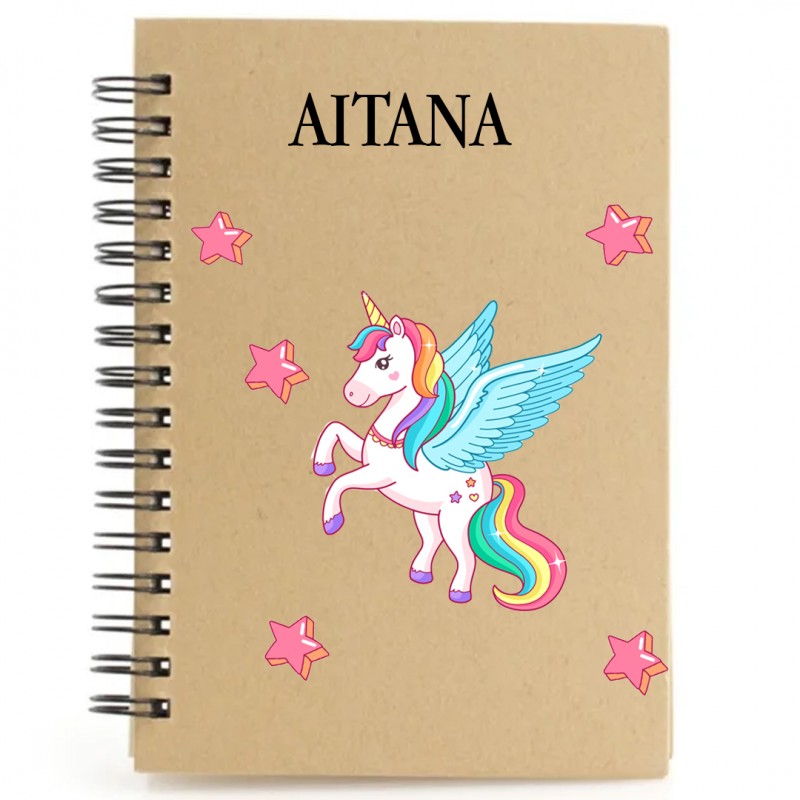Caderno unicórnio personalizado com nome