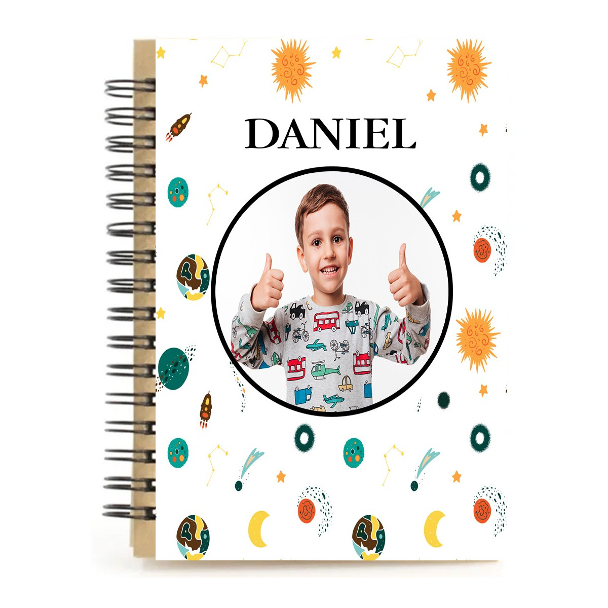 Caderno universo personalizado com nome e foto em cores