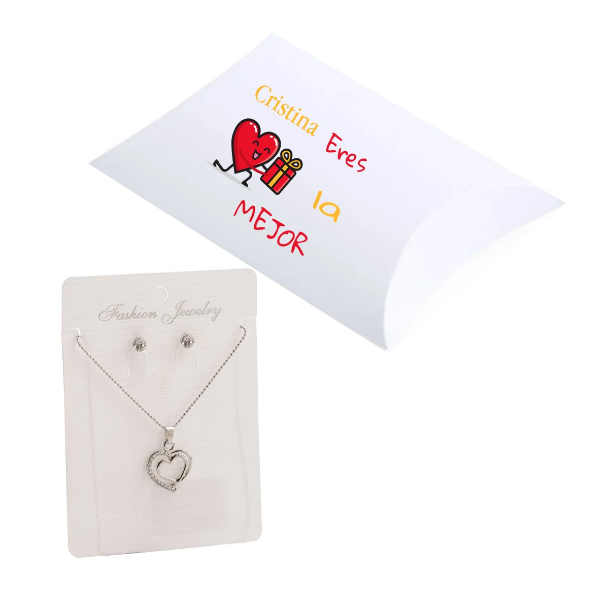 Colar com brincos em caixa de presente personalizada com nome você é a melhor