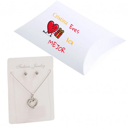Gargantilha com Brincos em Caixa Presente Personalizada...