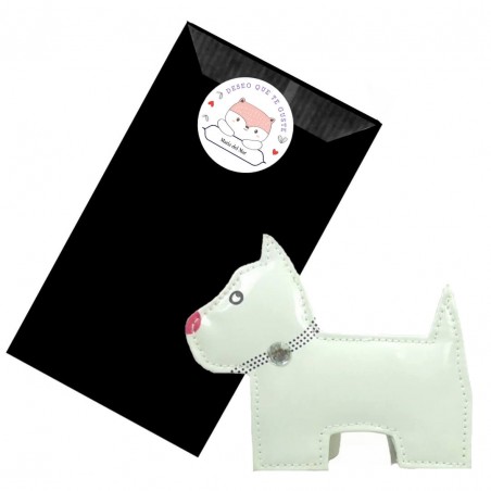 Conjunto manicure para cachorros em envelope kraft preto personalizado com adesivo com nome desejo que goste