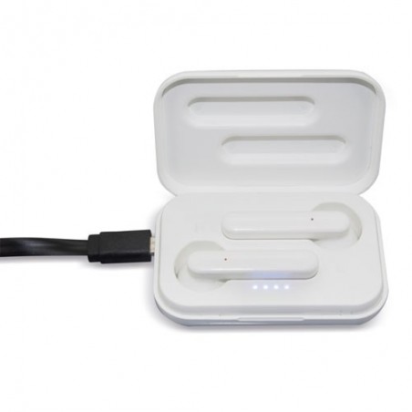 Fones de ouvido bluetooth apresentados em uma caixa de presente personalizada eres la caña