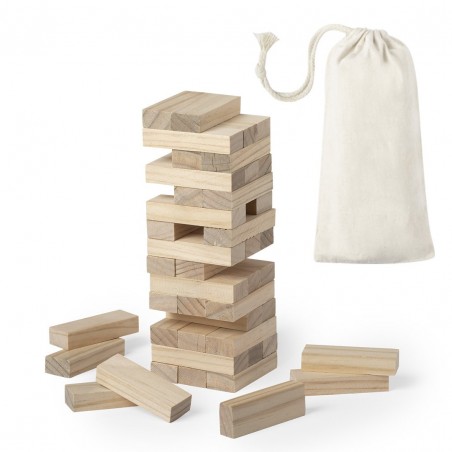 Jogo jenga apresentado em bolsa kraft personalizada com adesivo você é importante para mim