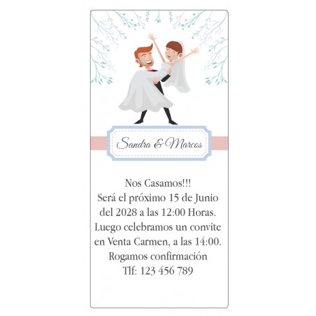 Convites de casamento divertidos noivos nos braços