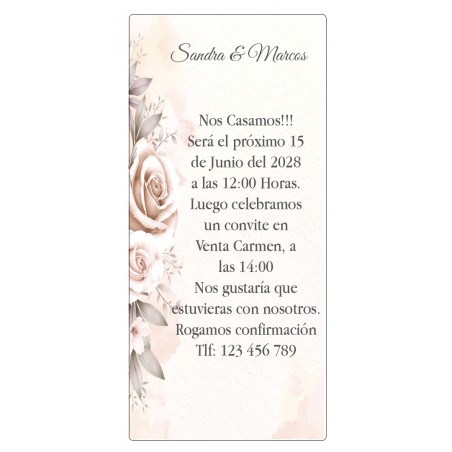 Convite de casamento flores personalizado com texto