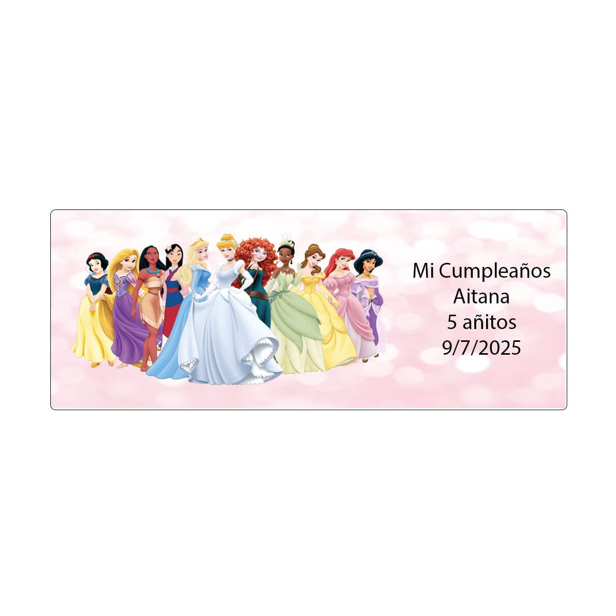 Adesivo personalizado com texto e nome princesas da disney