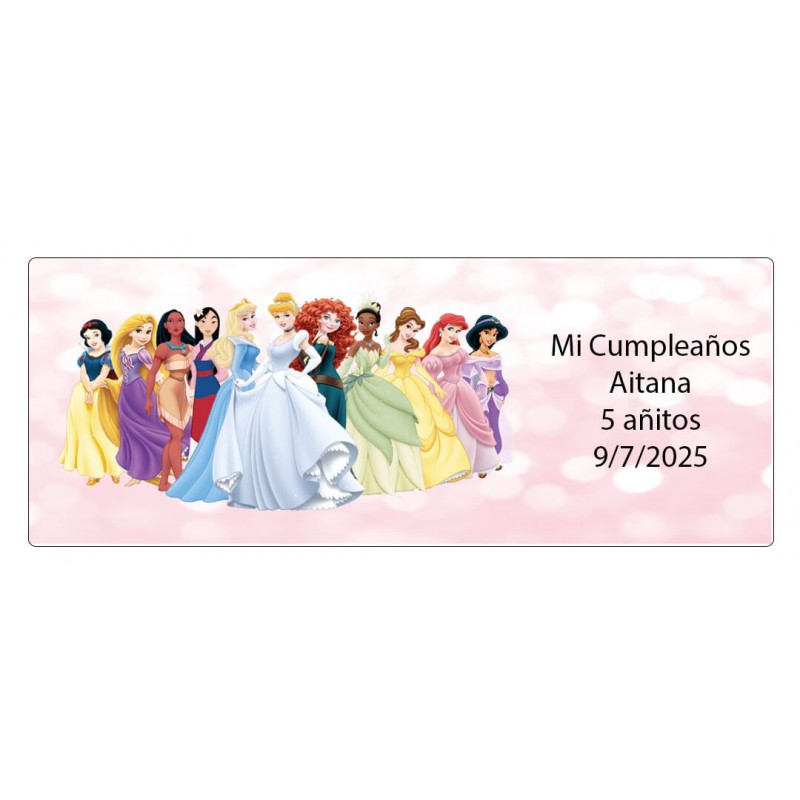 Adesivo personalizado com texto e nome das princesas disney