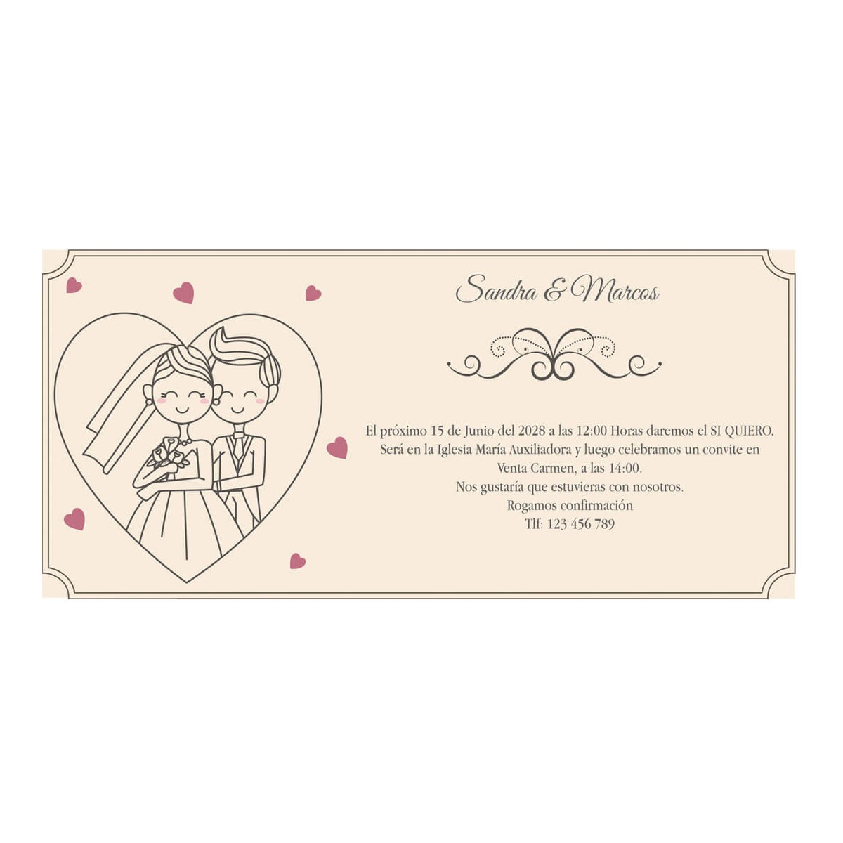 Convites de casamento personalizados noivos coração