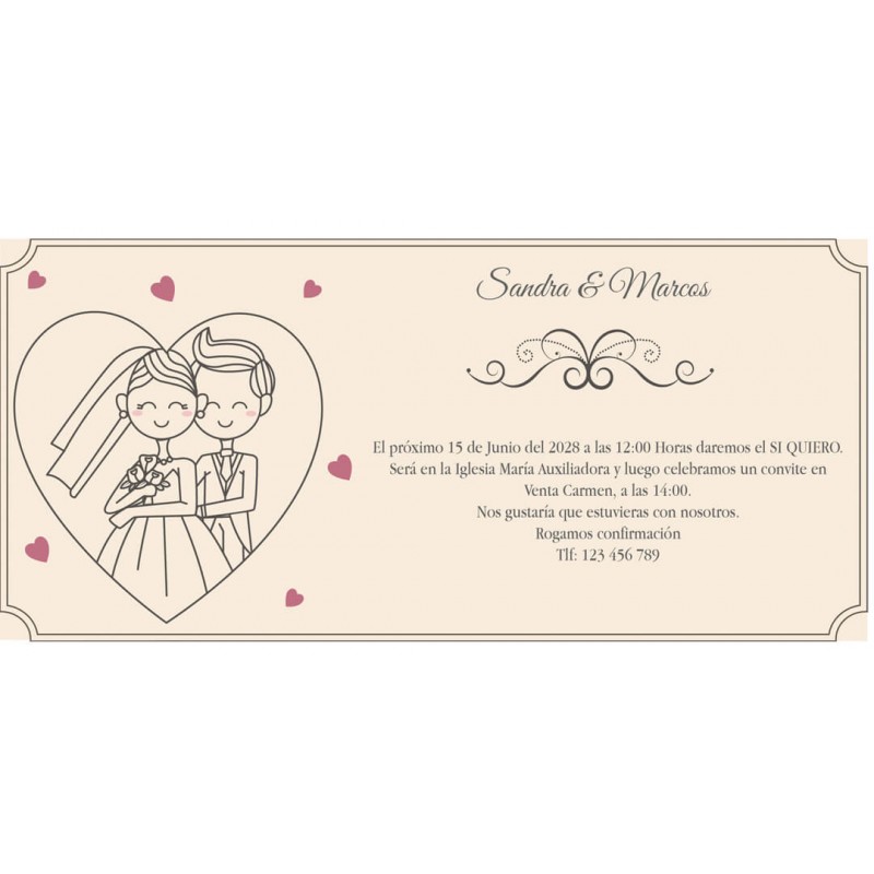 Convites de casamento personalizados noivos coração