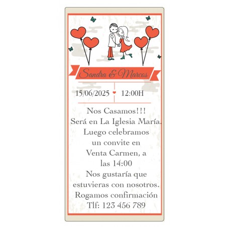 Convites de casamento personalizados com balões para noivos