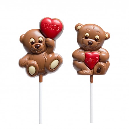 Pirulito de chocolate ursinho coração