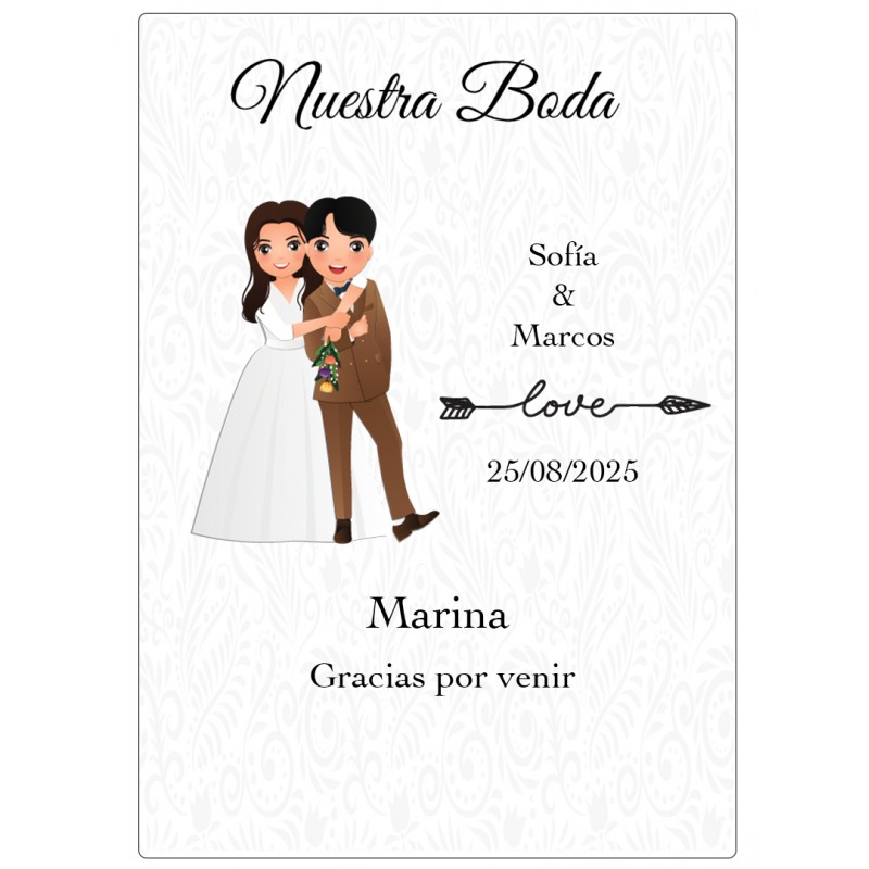 Adesivo personalizado para casamento com nome dos convidados e dos noivos