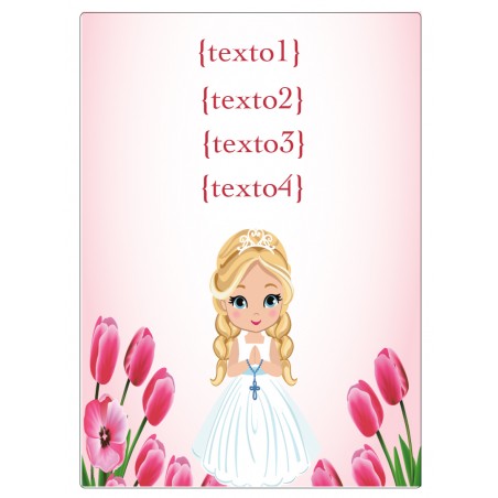 Adesivo personalizado para menina da comunhão com o nome do convidado e da menina