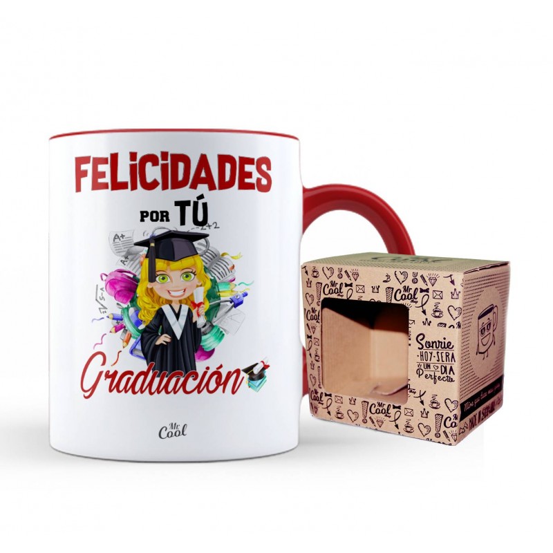 Caneca de cor vermelha parabéns sua formatura mulher