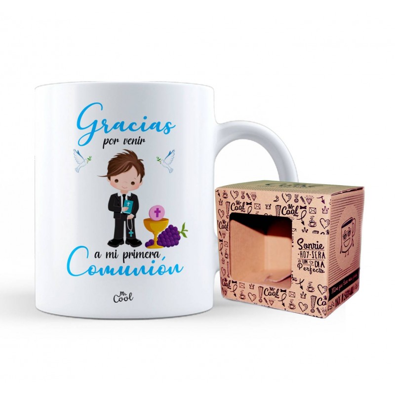 Caneca obrigado por ter vindo à minha primeira comunhão menino