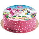 Disco de bolo de unicórnio comestível