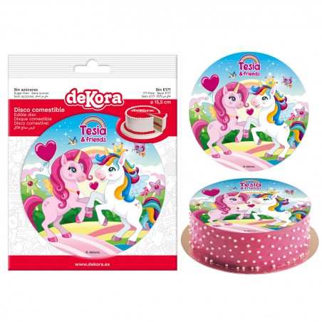Disco de bolo de unicórnio comestível