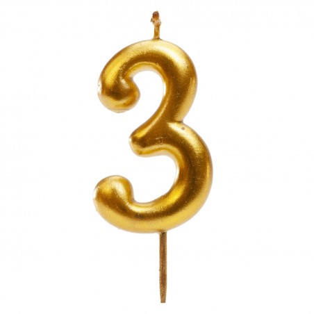 Vela de aniversário cor ouro número 3