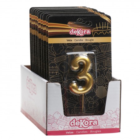 Vela de aniversário cor ouro número 3
