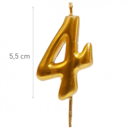 Vela de aniversário na cor dourada do número 4