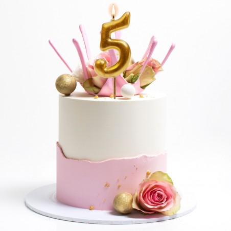 Vela de aniversário na cor dourada do número 5