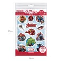 Bolo comestível recortado dos vingadores e decoração de cupcake