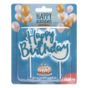 Vela de aniversário feliz aniversário na cor azul