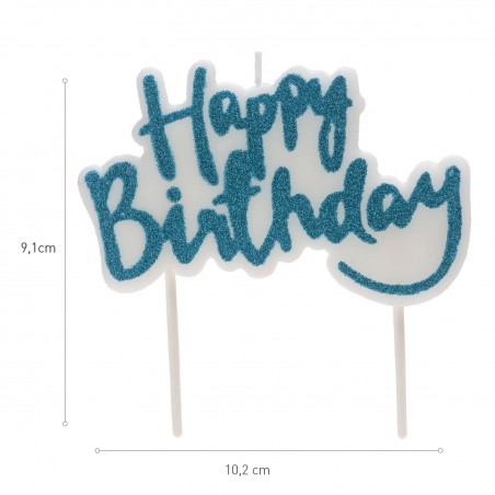 Vela de aniversário feliz aniversário na cor azul