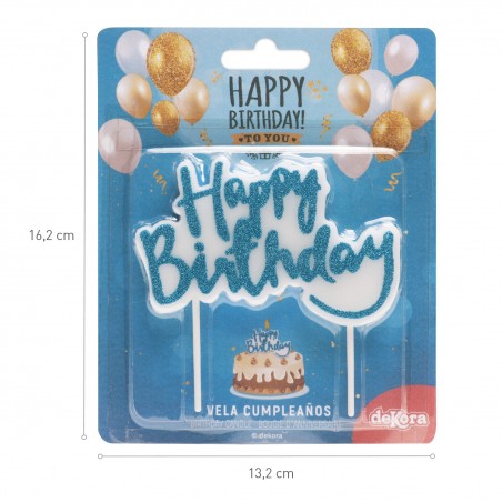 Vela de aniversário feliz aniversário na cor azul
