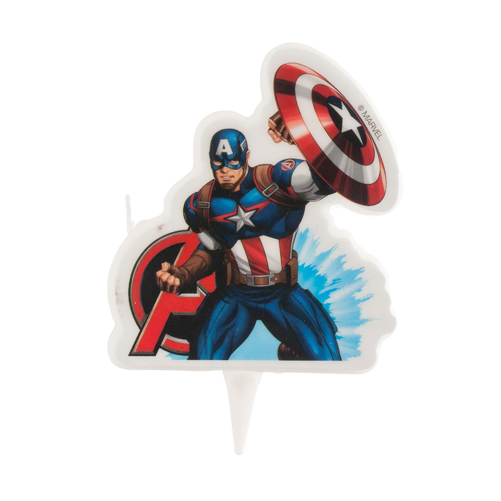 Vela de aniversário com design do capitão américa dos vingadores
