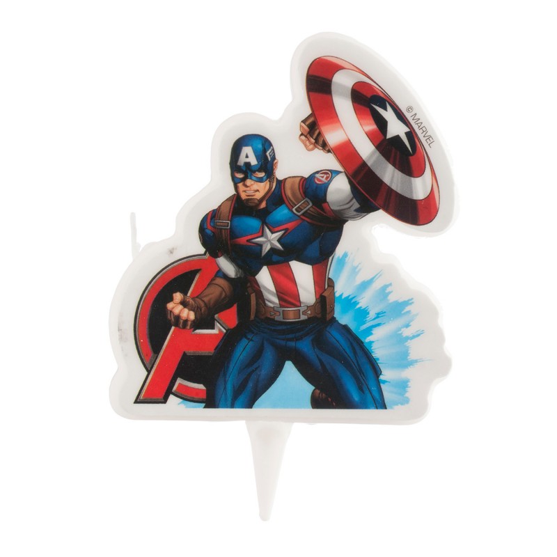 Vela de aniversário com design do capitão américa dos vingadores