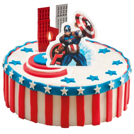 Vela de aniversário com design do capitão américa dos vingadores