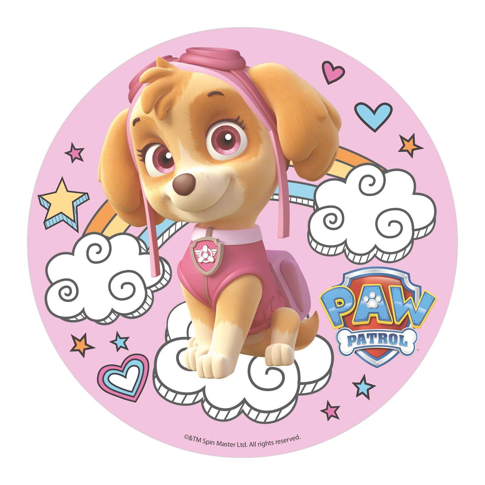 Oblea para decoração de bolos com design do Skype da Patrulha Canina