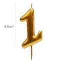 Vela de aniversário cor dourada número 1
