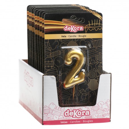 Vela número 2 dourada Brilho e elegância para o seu bolo