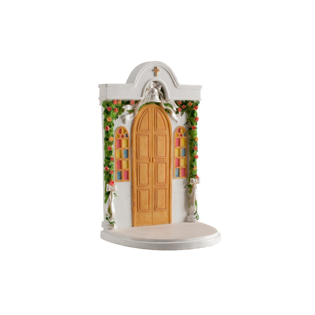 Decoração para bolo de comunhão com motivo de porta de igreja
