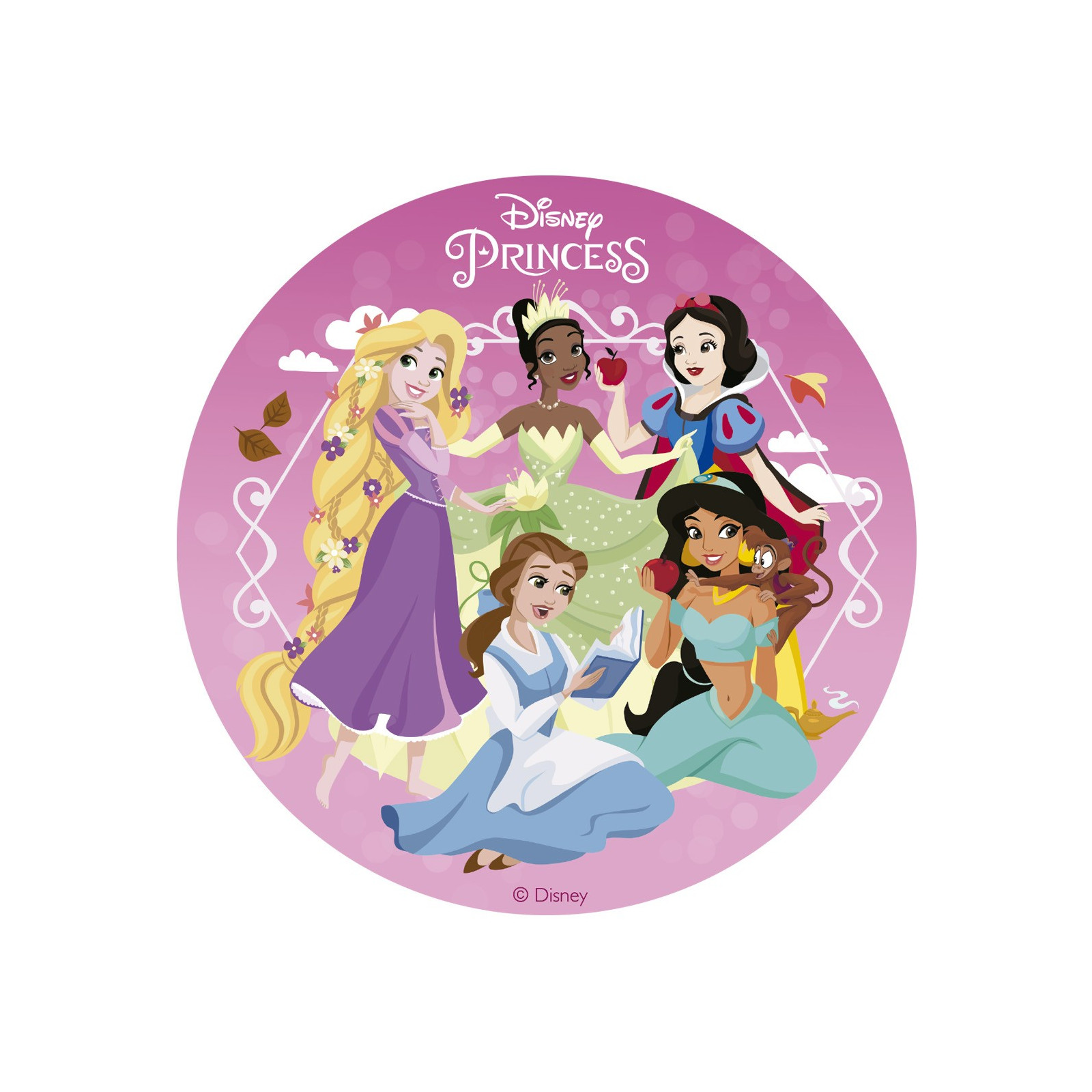 Wafle comestível para decoração de bolo com design das princesas