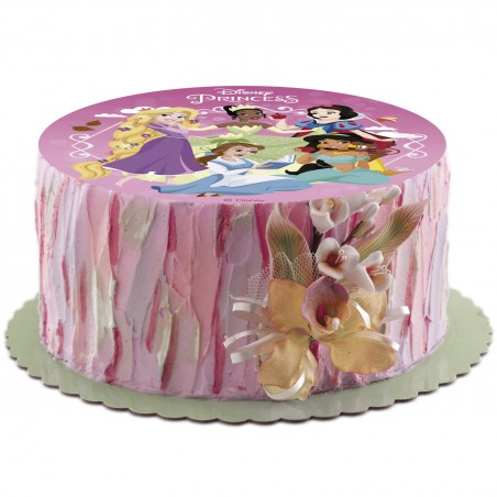 Wafle comestível para decoração de bolo com design das princesas