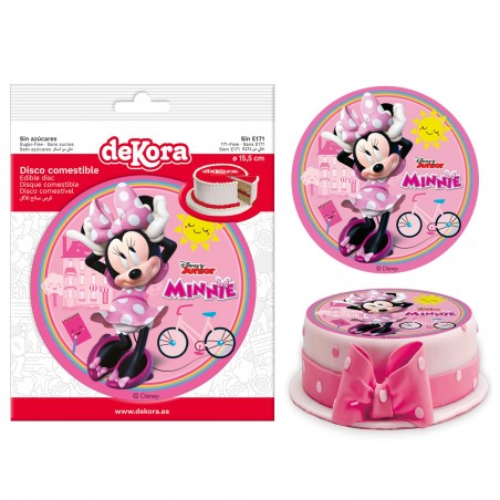Biscoito comestível para decoração de bolo com design da Minnie