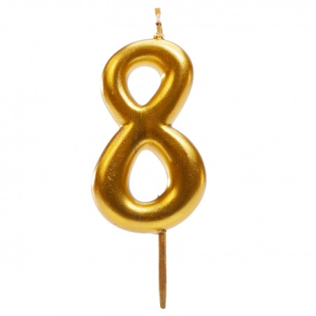 Vela de aniversário número 8 na cor dourada