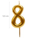 Vela de aniversário número 8 na cor dourada