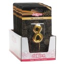Vela de aniversário número 8 na cor dourada