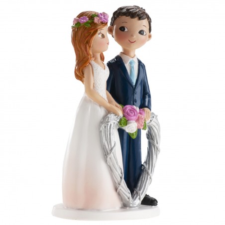 Figura de bolo para casamento noivos coração